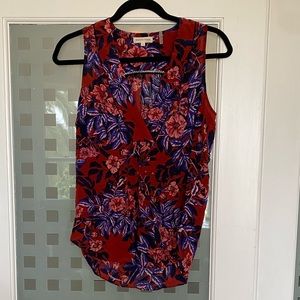 Rebecca Taylor Red Floral Silk V-neck Tank 2